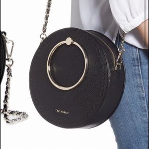 Ted Baker London Black Round Crossbody Bag with Gold Ring